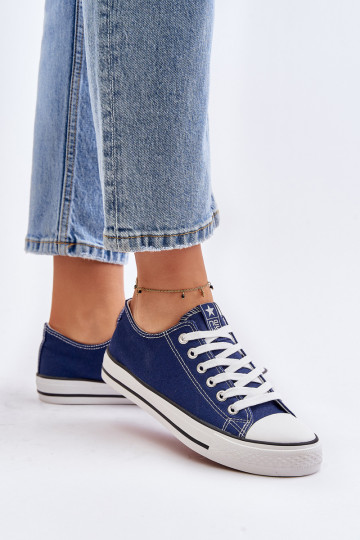 Sapatos de lazer modelo clássico feminino na cor azul escuro Ecoma 2