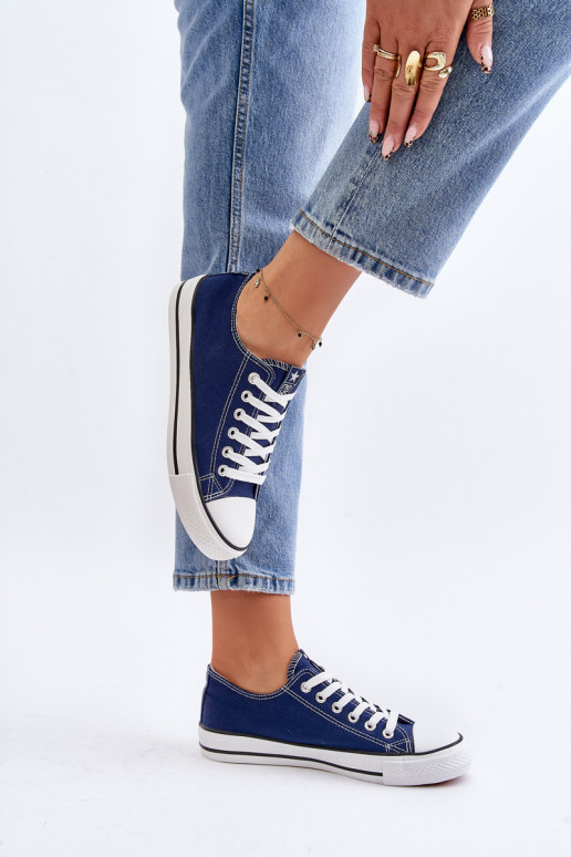 Sapatos de lazer modelo clássico feminino na cor azul escuro Ecoma