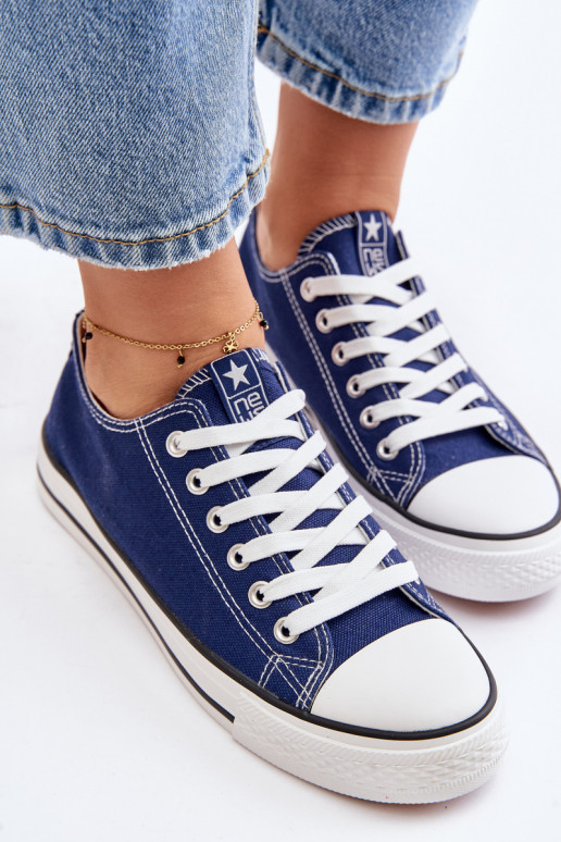 Sapatos de lazer modelo clássico feminino na cor azul escuro Ecoma