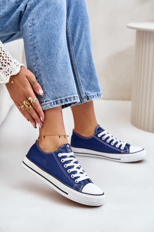 Sapatos de lazer modelo clássico feminino na cor azul escuro Ecoma