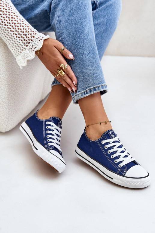 Sapatos de lazer modelo clássico feminino na cor azul escuro Ecoma