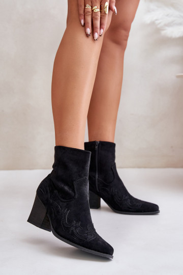 botas estilo coParaboy com salto de camurça ecológicaoParae cor preta Arabelline 2