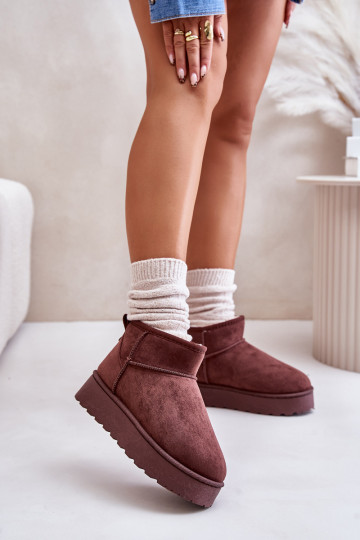 Botas de neve Feminino com uma plataforma aquecimento com pelo por dentro marrom escuro Xamella 2