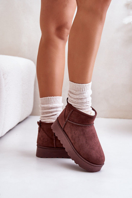 Botas de neve Feminino com uma plataforma aquecimento com pelo por dentro marrom escuro Xamella