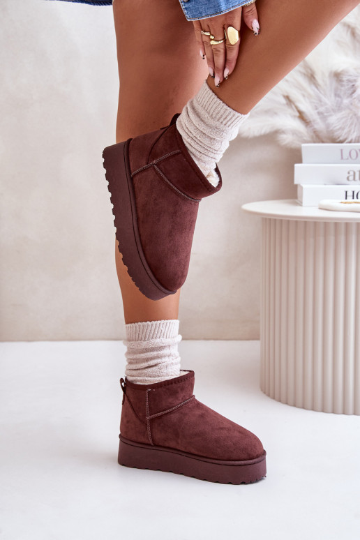 Botas de neve Feminino com uma plataforma aquecimento com pelo por dentro marrom escuro Xamella
