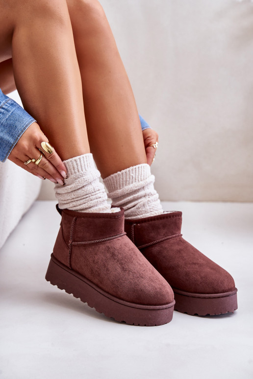 Botas de neve Feminino com uma plataforma aquecimento com pelo por dentro marrom escuro Xamella