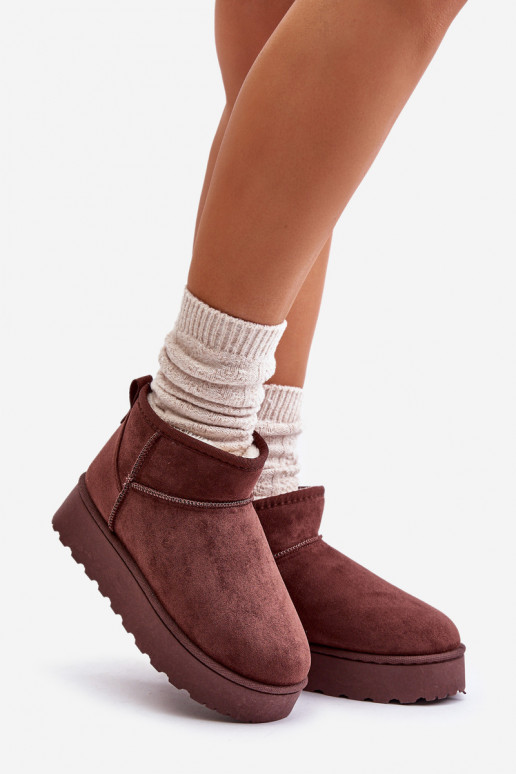 Botas de neve Feminino com uma plataforma aquecimento com pelo por dentro marrom escuro Xamella