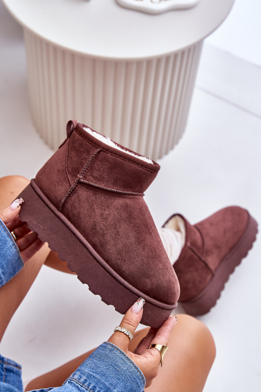 Botas de neve Feminino com uma plataforma aquecimento com pelo por dentro marrom escuro Xamella