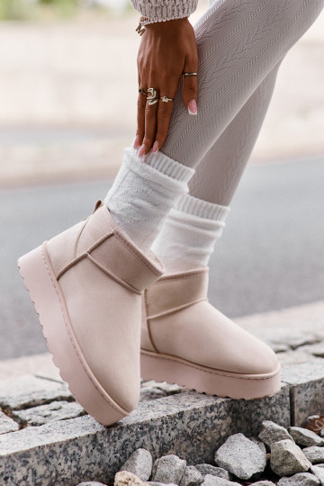 Botas de neve Feminino com uma plataforma aquecimento com pelo por dentro cor de marfim Xamella 2