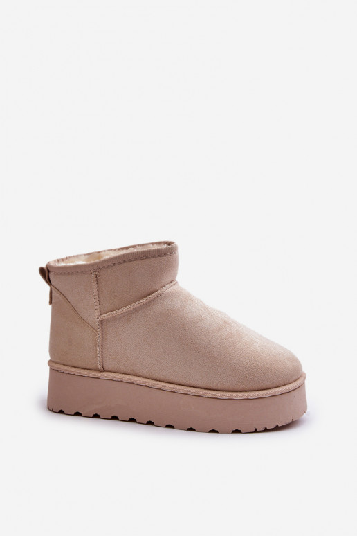 Botas de neve Feminino com uma plataforma aquecimento com pelo por dentro cor de marfim Xamella