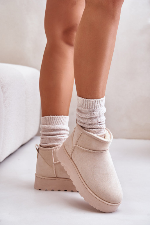 Botas de neve Feminino com uma plataforma aquecimento com pelo por dentro cor de marfim Xamella