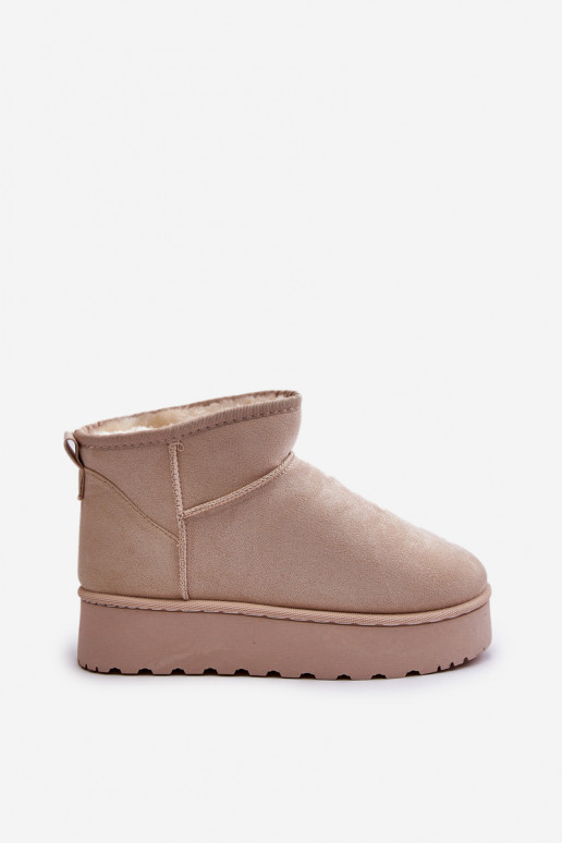 Botas de neve Feminino com uma plataforma aquecimento com pelo por dentro cor de marfim Xamella