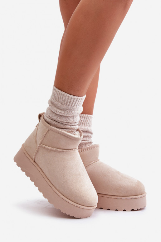 Botas de neve Feminino com uma plataforma aquecimento com pelo por dentro cor de marfim Xamella