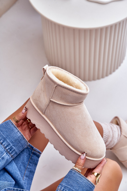 Botas de neve Feminino com uma plataforma aquecimento com pelo por dentro cor de marfim Xamella