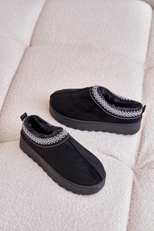 Botas de neve Feminino com uma plataforma aquecimento com pelo por dentro cor preta Remenia