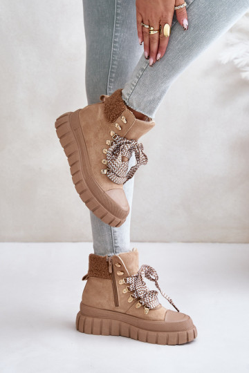 Feminino aquecimento Botas sapato com uma plataforma cor marrom Alcyhen