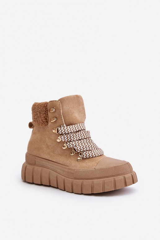 Feminino aquecimento Botas sapato com uma plataforma cor marrom Alcyhen