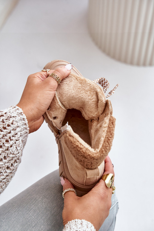 Feminino aquecimento Botas sapato com uma plataforma cor marrom Alcyhen