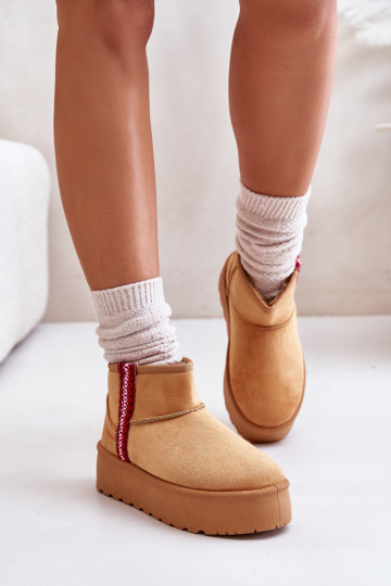 Botas femininas de neve com plataforma para aquecer na cor marrom Lomessa