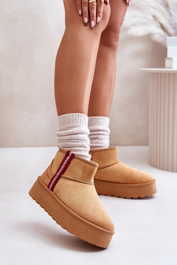 Botas de neve Feminino com uma plataforma aquecimento cor marrom Lomessa 2