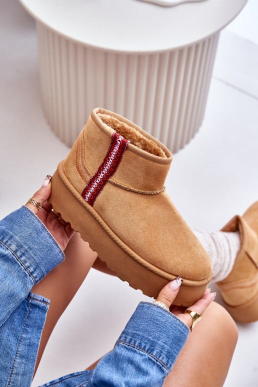 Botas de neve Feminino com uma plataforma aquecimento cor marrom Lomessa