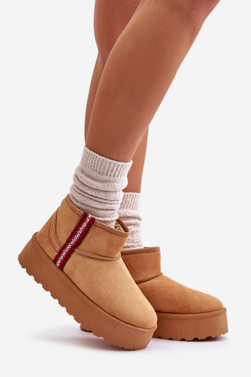 Botas de neve Feminino com uma plataforma aquecimento cor marrom Lomessa