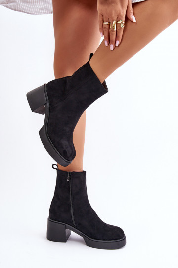 de camurça ecológicaoParae Feminino Botas quentes no calcanhar cor preta Meriluna 2