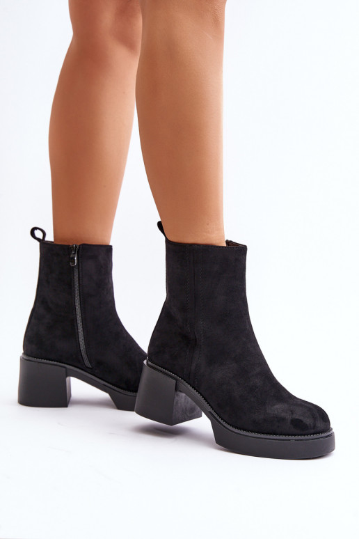 de camurça ecológicaoParae Feminino Botas quentes no calcanhar cor preta Meriluna