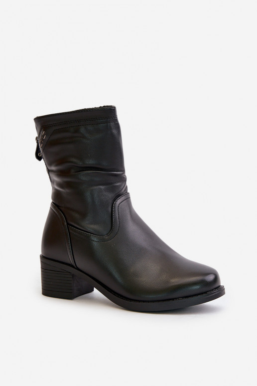 Botas De salto baixo aquecimento com pelo por dentro Vinceza 85155 cor preta