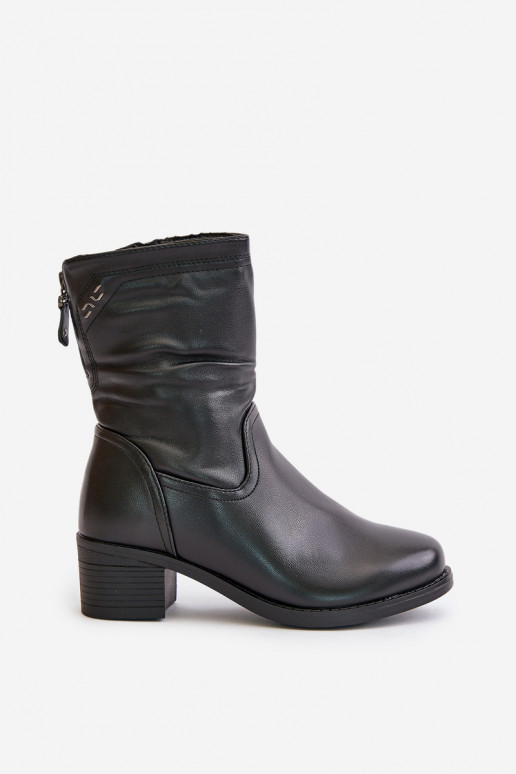 Botas De salto baixo aquecimento com pelo por dentro Vinceza 85155 cor preta