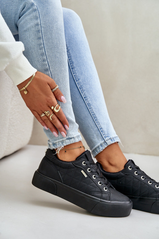 Sapatos de lazer com uma plataforma aquecimento Big Star OO274A465 cor preta Sapatos de lazer com uma plataforma aquecimento Big Star OO274A465 cor preta