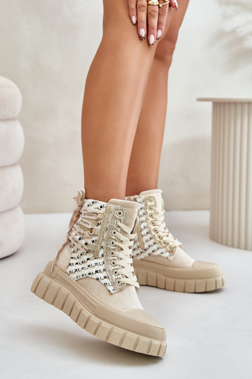 sapatos de lazer com sola Feminino com uma plataforma cor de marfim Kernia sapatos de lazer com sola Feminino com uma plataforma cor de marfim Kernia
