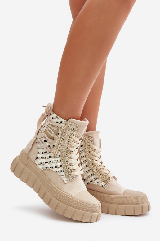 sapatos de lazer com sola Feminino com uma plataforma cor de marfim Kernia sapatos de lazer com sola Feminino com uma plataforma cor de marfim Kernia