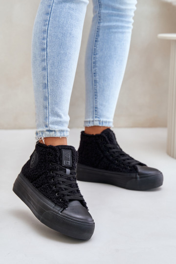 aquecimento Sapatos de lazer com um casaco de pele Typu Baranek Big Star OO274A443 cor preta