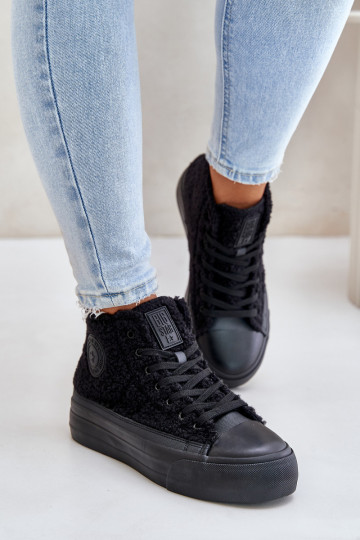 aquecimento Sapatos de lazer com um casaco de pele Typu Baranek Big Star OO274A443 cor preta 2