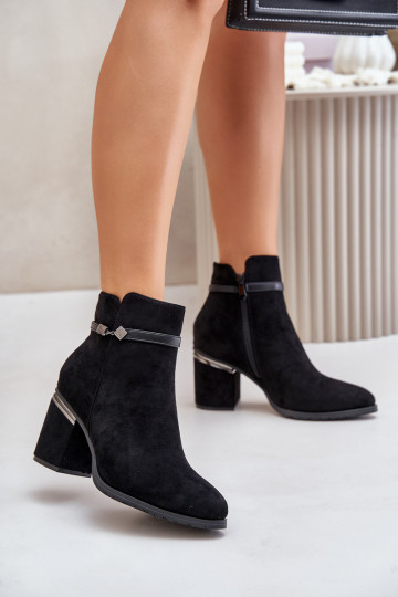 aquecimento Botas femininas com salto decorado Vinceza 16446 cor preta 2