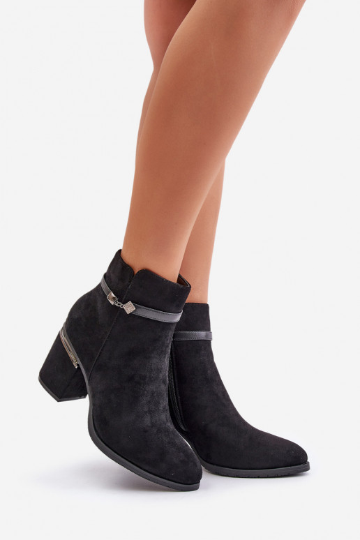 aquecimento Botas femininas com salto decorado Vinceza 16446 cor preta