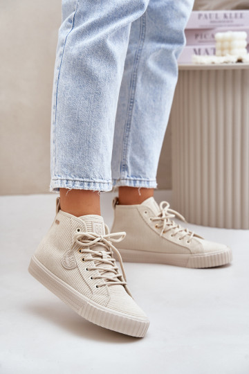 Sapatos de lazer em veludo com isolamento Big Star OO274771 Hi-Poly System bege 2