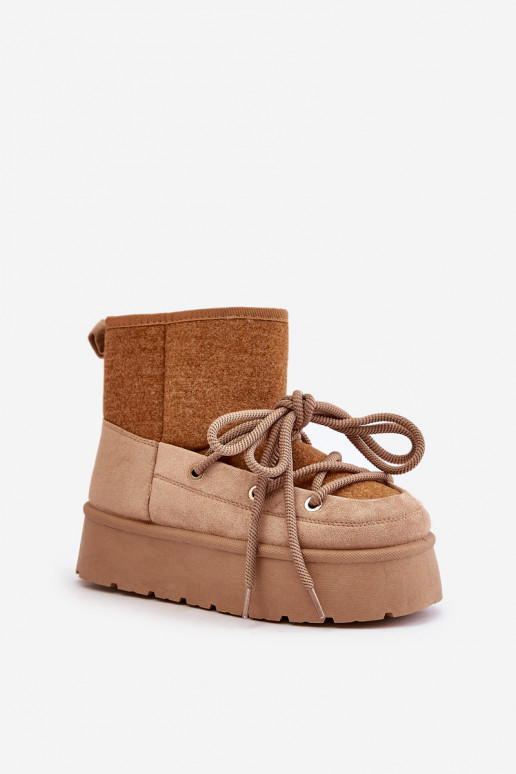 Botas de neve com detalhes elegantes com uma plataforma cor marrom Tem que servora Botas de neve com detalhes elegantes com uma plataforma cor marrom Tem que servora