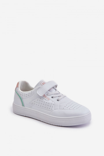 sapatos casuais Infantil de couro ecológico com fixadores adesivos Big Star OO374005 cor branca