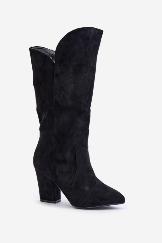 botas Contra a estrada com salto Z de camurça ecológicau cor preta Clorira botas Contra a estrada com salto Z de camurça ecológicau cor preta Clorira