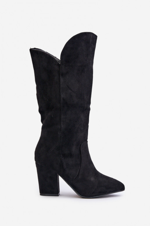 botas Contra a estrada com salto Z de camurça ecológicau cor preta Clorira botas Contra a estrada com salto Z de camurça ecológicau cor preta Clorira