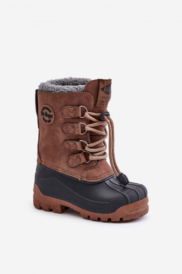 Botas de neve quentes para crianças com fecho de puxar Lee Cooper LCJ-24-44-2842K castanho
