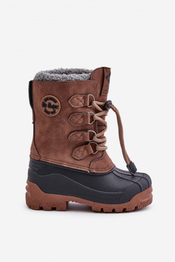 Botas de neve quentes para crianças com fecho de puxar Lee Cooper LCJ-24-44-2842K castanho 2