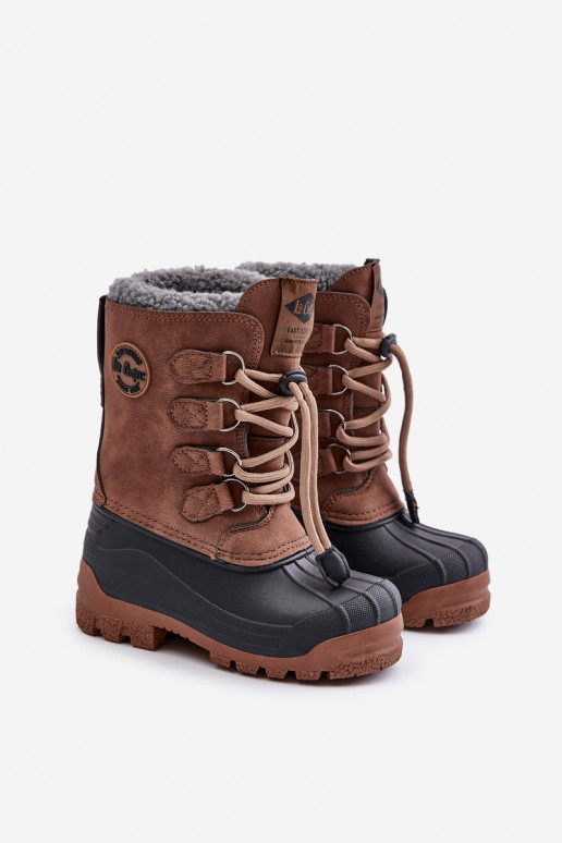 Alto esquentar Botas de neve Infantil com fecho de pressão Lee Cooper LCJ-24-44-2842K cor marrom