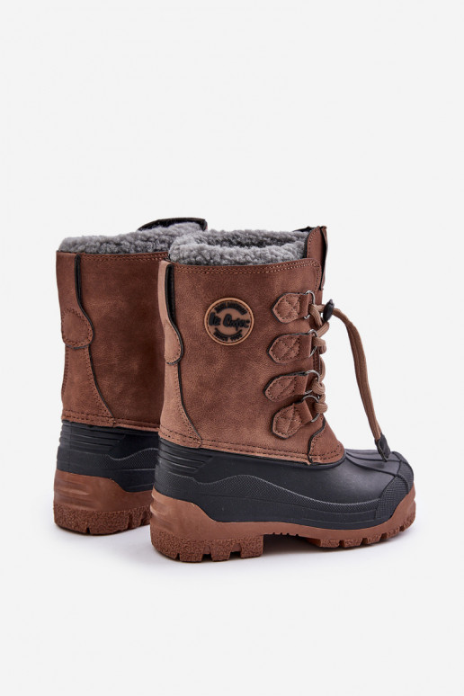 Alto esquentar Botas de neve Infantil com fecho de pressão Lee Cooper LCJ-24-44-2842K cor marrom