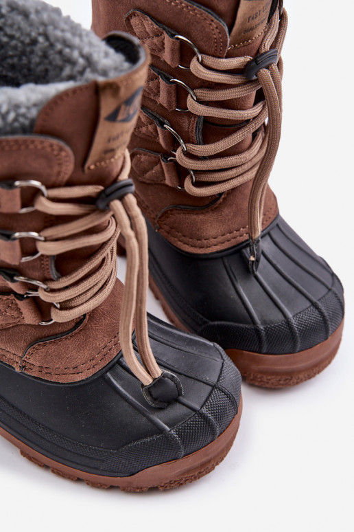 Alto esquentar Botas de neve Infantil com fecho de pressão Lee Cooper LCJ-24-44-2842K cor marrom