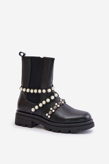 botas elegantes Feminino com alças cor preta Sintitia