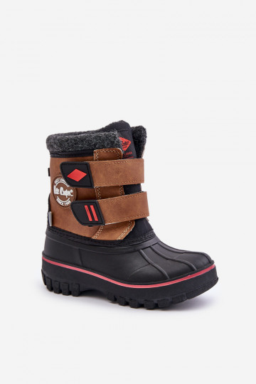 Botas de neve Infantil com fixadores adesivos Lee Cooper LCJ-24-44-2864K cor marrom