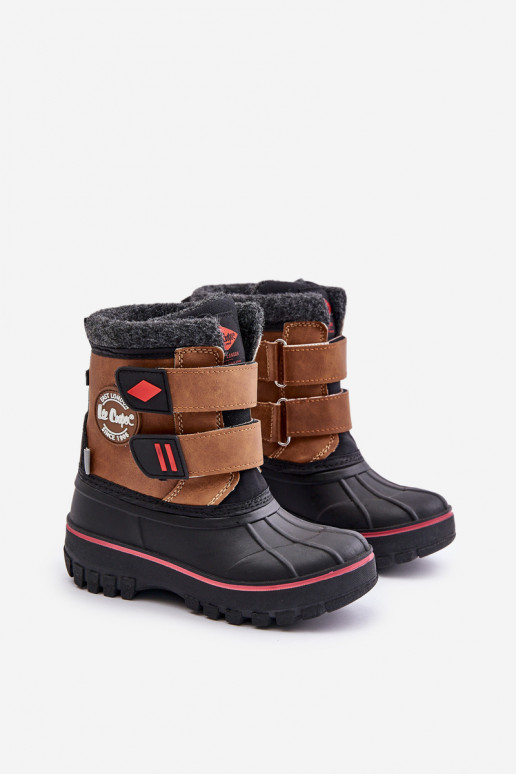Botas de neve Infantil com fixadores adesivos Lee Cooper LCJ-24-44-2864K cor marrom